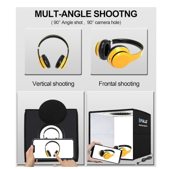 Photo Studio Black Portable - 10" D, 10" W, 10" H - Picture 2 of 6